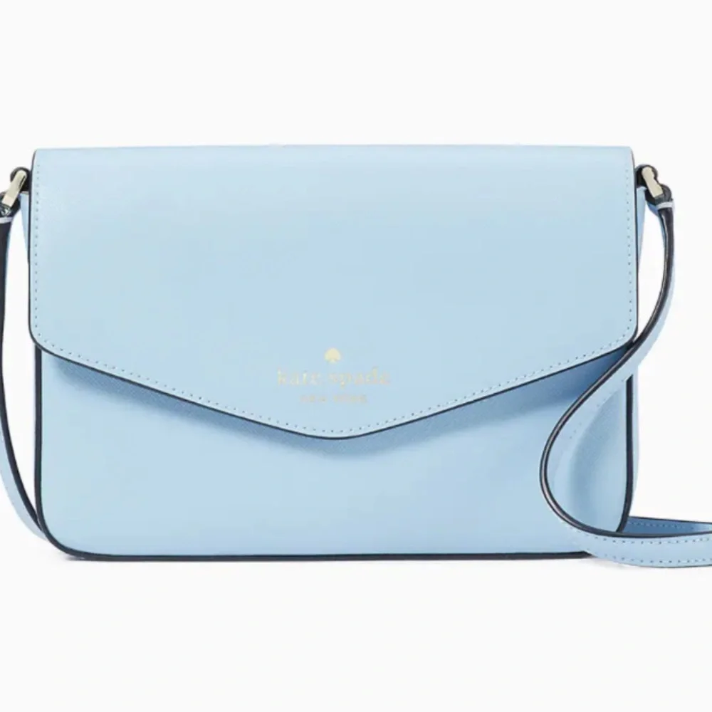 NWT Kate Spade Sadie Envelope Crossbody Celeste Blue Saffiano Leather NEW - Picture 2 of 6